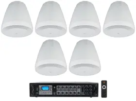 Rcs180-6 Rockville C64p/t-wh 6 Jbl Control 64p/t 4 Inch 30w Commercial 70v Hanging Pendant Speakers Amplifier