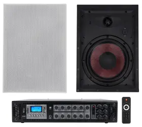Rcs180-6 Rockville Wa870 2 8 Inch 70v Commercial/restaurant In-wall Speakers Receiver Amp