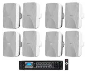 Wet-7020w Rockville Rcs180-6 8 White 5.25 Inch Commercial 70v Wall Speakers Amp 4 Restaurant/office/cafe/bar