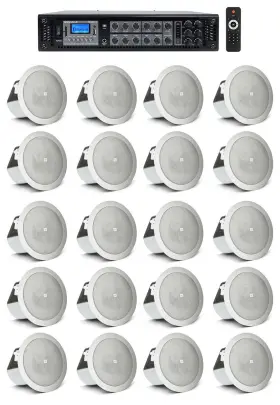 Rcs350-6 Rockville 12c/t 20 Jbl 3 Inch Ceiling Speakers 6-zone Bluetooth Amplifier For Restaurant/bar/cafe