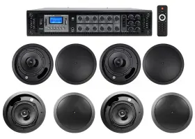 Rcs350-6 Rockville 2 18c/t-bk 16c/t 4 Jbl 8 Inch 6.5 Commercial Black Ceiling Speakers Amplifier For Restaurant/bar