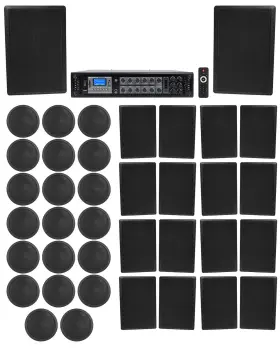 Rcs350-6 Rockville 5 Ccl6t Black 9 6-zone Amp 20 6 Inch Ceiling 18 Wall Restaurant/bar/cafe Speakers