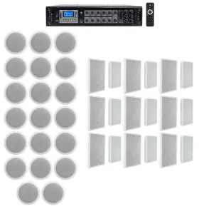 Rcs350-6 Rockville 5 Ccl6t White 9 6-zone Amp 20 6 Inch Ceiling 18 Wall Restaurant/bar/cafe Speakers