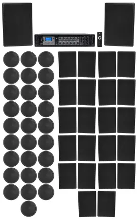 Rcs350-6 Rockville 7 Ccl5t Black 12 6-zone Amp 28 5 Inch Ceiling 24 Wall Restaurant/bar/cafe Speakers