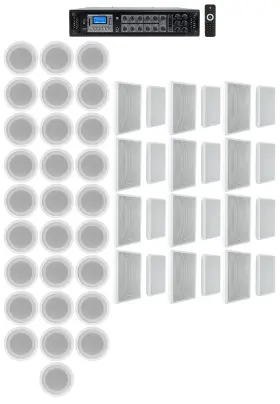 Rcs350-6 Rockville 7 Ccl5t White 12 6-zone Amp 28 5 Inch Ceiling 24 Wall Restaurant/bar/cafe Speakers