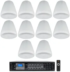 Rcs350-6 Rockville C64p/t-wh 10 Jbl Control 64p/t 4 Inch 30w Commercial 70v Hanging Pendant Speakers Amplifier