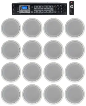 Rcs350-6 Rockville Cc80t Commercial Receiver 16 8 Inch 2way White Ceiling Speakers 4 Hotel/office