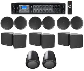 Rcs350-6 Rockville Cube Control 65p/t 6-zone Amp 6 3.5 Inch Black 2 Jbl Pendant Ceiling Speakers For Office/hotel