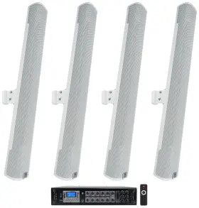Col800-wh Rockville Rcs350-6 Jbl-col800-wh 4 Jbl 32 Inch White 70v Commercial Column Wall Mount Array Speakers Amp