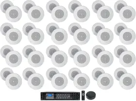 Rcs350-6 Rockville Mc80 Wiim Commercial Amp Wifi Receiver 48 8 Inch Pa Ceiling Speakers For Office