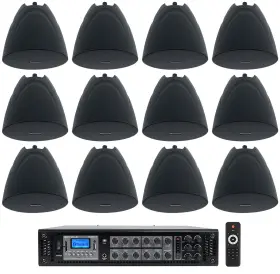 Pen-525t Rockville Rcs350-6 Commercial Amp 12 Black 5.25 Inch Pendant Speakers For Bar/cafe