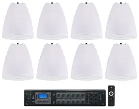 Rcs350-6 Rockville Pen-80t 8 White Inch 70v 40w Hanging Pendant Speakers Commercial Amp