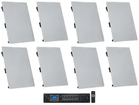 Rcs350-6 Rockville Wa6570 8 6.5 Inch 70v Commercia In-wall Speakers Amp 4 Restaurant/bar/cafe
