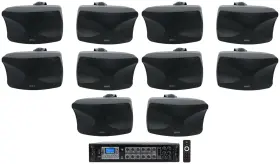 Rcs350-6 Rockville Wet-44 10 Pro Dual 4 Inch 4-way Swivel 70v Black Commercial Speakers Amp