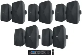 Wet-6525b Rockville Rcs350-6 6-zone Commercial/restaurant Bluetooth Amp 10 Black 6.5 Inch Wall Speakers