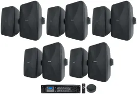 Wet-6525b Rockville Rcs350-6 Wiim 6-zone Commercial Bluetooth Amp Wifi Receiver 10 6.5 Inch Wall Speakers