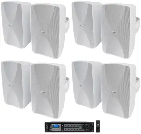 Wet-6525w Rockville Rcs350-6 6-zone Commercial/restaurant Bluetooth Amp 8 White 6.5 Inch Wall Speakers