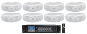 Rcs350-6 Rockville Wet-d4 6 Zone Commercial Amplifier 8 Dual 4 Inch White Indoor/outdoor Speakers