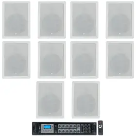 Rcs650-6 Rockville 128wt 10 Jbl Control 128 Wt 8 Inch 50w Commercial 70v In-wall Speakers Amp For Restaurant