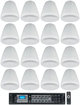 Rcs650-6 Rockville C64p/t-wh 16 Jbl Control 64p/t 4 Inch 30w Commercial 70v Hanging Pendant Speakers Amplifier