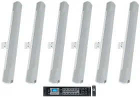 Col800-wh Rockville Rcs650-6 Jbl-col800-wh 6 Jbl 32 Inch White 70v Commercial Column Wall Mount Array Speakers Amp