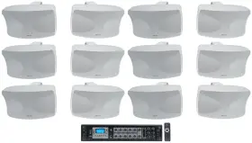Rcs650-6 Rockville Wet-44 12 Pro Dual 4 Inch 4-way Swivel 70v White Commercial Speakers Amp