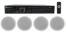 Rcs80-1 Rockville Cc80t Commercial Amplifier 4 8 Inch 2-way White Ceiling Speakers Restaurant