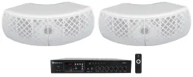 Rcs80-1 Rockville Wet-d4 Commercial Receiver 2 Dual 4 Inch White Indoor/outdoor Restaurant Speakers