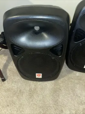 Rpg102k Rockville Dual 10 Inch Powered Speakers Dj Pa System Bluetooth Mic Stands