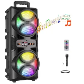 Dy077 Roxaan Portable Wireless Bluetooth Speaker With Dual 6.5 Inch Woofer Pa Sys Dy077 Roxaan Portable Wireless Bluetooth Speaker With Dual 6.5 Inch Woofer Pa Sys