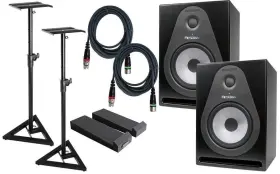 Sms6000 Samson Resse8/sms6000/mic10/mopad Resolv Se8 Studio Monitor Pair / Mopads Stands And Cable Bundle