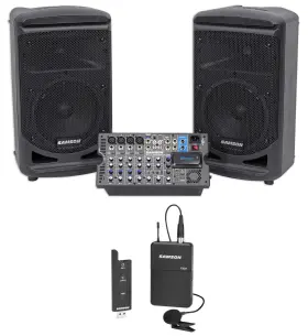 Swxpd1blm5 Samson Technologies Saxp800b Expedition Xp800 800 Watt 8 Inch Pa Dj Speakers Active Mixer Lavalier Mic