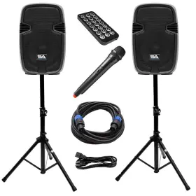 Paio12 Seismic Audio 12 Inch Powered Pa Speaker System Bluetooth Wireless Mic