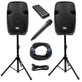 Seismic Audio Paio15 15 Inch Powered Pa Speaker System Bluetooth Wireless Mic
