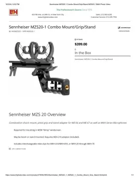 003609 Sennheiser Mzs 20-1 Combo Mount/grip/stand
