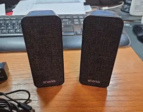 Sp-bt142-blk Sharrk Twins Portable Wireless Speaker Surround New 2pc Bluetooth