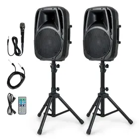 Up23880a27001 Sonart Dual 10 Inch Protable 1600w Powered Speakers With Mic Speaker Stands