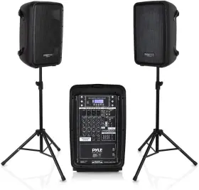 Pphp28amx Sound Around Pyle Pa Speaker Dj Mixer Bundle - 300 W Portable Wireless Bluetooth System