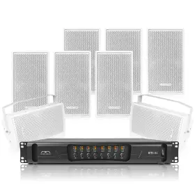 Eti8xu108w Sound Town Speaker Set 8 X Wall Mount Speakers One 8-ch Amplifier