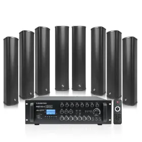 Pac1000x8cl45b Sound Town 8-zone 70v/100v Amp And 8 X Column Speakers Black