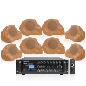Pac1000x8rk82br Sound Town 8-zone 70v/100v Amp And 8 X Rock Speakers Brown