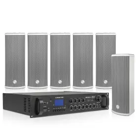 Stca6130x6cl25g Sound Town 3-zone Low-z Amp 6 X Column Speakers Gray