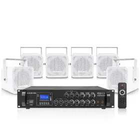 Stca6130x6cm5w Sound Town 3-zone Low-z Amp 6 X Wall-mount Speakers White