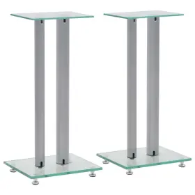 Speaker Stands 718475592884 2 Pcs Tempered Glass Pillars Design Silver