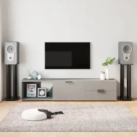 Speaker Stands 720845762872 2 Pcs Black Tempered Glass 4 Pillars Design