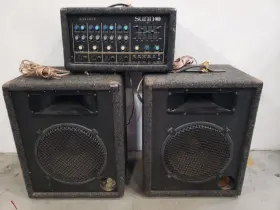 Sx4150 Sunn Pair Of Model 1212 Pa Speakers And Power Mixer - Read