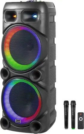 Iq-6512djbt Supersonic Iq Sound 2x12 Inch Bluetooth Party Dj Speaker With Tws And Led Lights