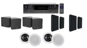 H12x500ubt Technical Pro 613816416042 6-zone Receiver 4 Black 3.5 Inch Cube Wall Ceiling Speakers For Restaurant/bar/cafe