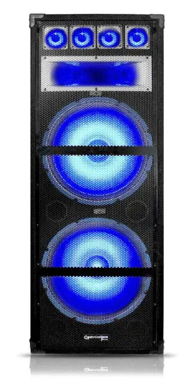 Technical Pro 613826641236 Vrtx215led Dual 15 Inch 7-way 1800 Watt Carpeted Speaker Cabinet With Led