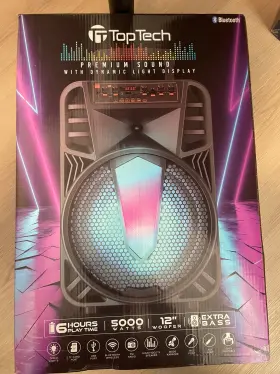 Braze-12 Toptech 12 Inch Portable Bluetooth Speaker With A Mic 5000w Disco Lights